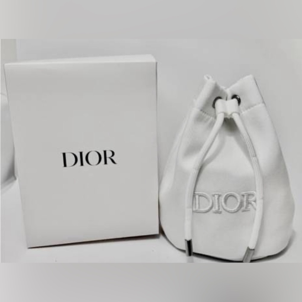 Dior white bucket pouch, new in box.